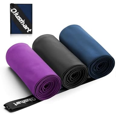 Mikrofaser Handtuch 3er Set (50*100cm): Schnelltrocknend & Kompakte Microfaser Sporthandtuch, für Reisehandtuch, Badetuch, Fitness, Strandtuch und Sport Handtücher(Lila + Marineblau + Dunkelgrau)