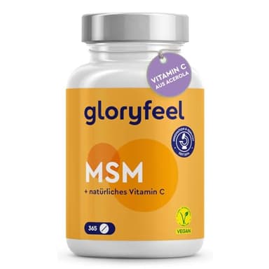MSM 2000 mg + Vitamin C (Acerola) - 365 Tabletten, kompakteres Pulver als bei Kapseln - Veganes Methylsulfonylmethan - Laborgeprüft, ohne Zusätze