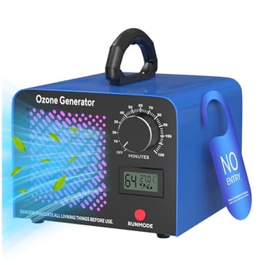 Ozongenerator 65,000mg/h, Ozonisator Industrieller Ozongerät O3 mit 120 Min Timer, Temperatur, Luftfeuchtigkeit, Ozongerät bis zu 300㎡ O3 Ozonisator für Garagen Wohnung Hotels Küche Haustiere Gerüche