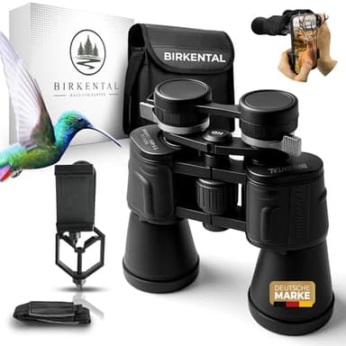 Birkental Fernglas 10x50 mit Dioptrienverstellung – HD Feldstecher, BAK4 Prisma & FMC Objektiv - brillenträgergeeignet – großes Sichtfeld & klare Abbildung für Erwachsene (Schwarz)