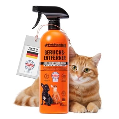 PetStandard Enzymreiniger für Katzenurin & Hundeurin 750ml – Starker Geruchsentferner gegen Uringeruch, Fäkalien & Erbrochenes – Sicher für Haustiere & Natur – Made in Germany