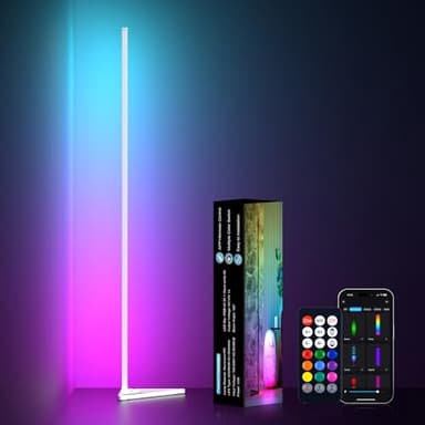 MIWATT LED Stehlampe Wohnzimmer, 140cm Ecklampe RGB Dimmbar mit Fernbedienung und APP, 16 Millionen Farben, Musikmodi, DIY-Modus & Timing -Funktion für Schlafzimmer, Spielzimmer, Büro, Lesesaal