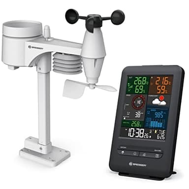 Bresser 7002525 Wetterstation Funk mit Außensensor 5-in-1 Beaufort mit großem Farbdisplay, Sensor für Temperatur, Luftfeuchtigkeit, Luftdruck, Windrichtung und Regenmesser, Schwarz, Einzigartig