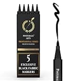 Pinturale Arts 5 Textilstift Schwarz | Textilstifte Waschmaschinenfest Schwarz Für Stoff, Textilien, Kleidung, Schuhe