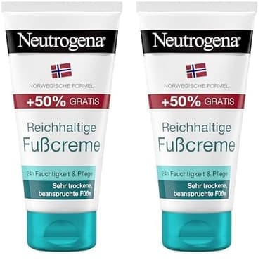 Neutrogena Reichhaltige Fußcreme, feuchtigkeitsspendende Fußcreme für sehr trockene Füße mit Glycerin, Allantoin & Panthenol, beruhigende Fußpflege Creme für spürbar geschmeidigere Haut (150 ml)