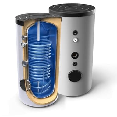 Warmwasserspeicher, Standspeicher, Trinkwasserspeicher mit 2 Wärmetauscher Energieeffizienzklasse B in der Größe 300 L Liter