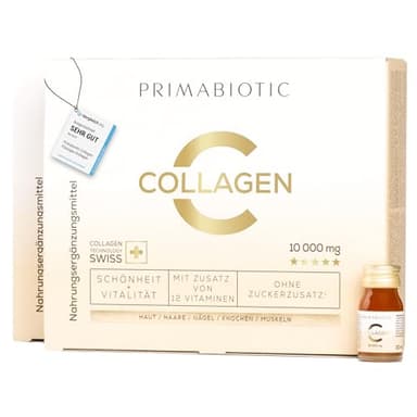 Kollagen Trinkampullen – Primabiotic Collagen Peptide 10000 mg | 60 Ampullen à 30 ml (1800 ml) | Flüssiger Beauty Drink in Premium-Qualität | 95% Absorption | Für Haut, Haare & Gelenke