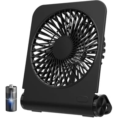EasyAcc Tischventilator Sehr Leise, 2000 Akku Tischventilator Tragbarer USB Ventilator mit 4 Geschwindigkeit,Mini Aufladbarem Tragbarer Desk Fan Lüfter für Zuhause,Büro,Bibliothek und Campen - Schwarz