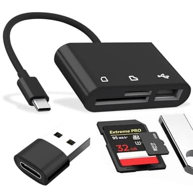 Kartenlesegerät USB-Kartenreader & Micro SD-Adapter (6-in-1) - SD/SDHC/SDXC/MMC/MicroSD/TF für Windows/Mac & Smartphones mit OTG und USB-C