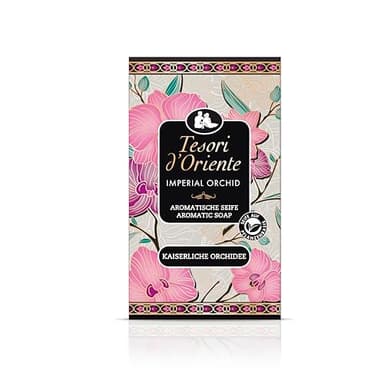 Tesori d'Oriente Feste Seife 'Imperial Orchid', 125 g, aromatische Handseife mit Orchidee und Orangenblüte, Körperseife zur sanften Reinigung der Haut, Ritual für Körper & Sinne