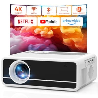 Beamer 4K【Offizielle Netflix & 20000L Full HD 1080P】 AKATUO Smart Projektor 4K Heimkino, Elektrischer Fokus & Auto Trapezkorrektur, WiFi6 Bluetooth Outdoor Beamer für Handy iPhone