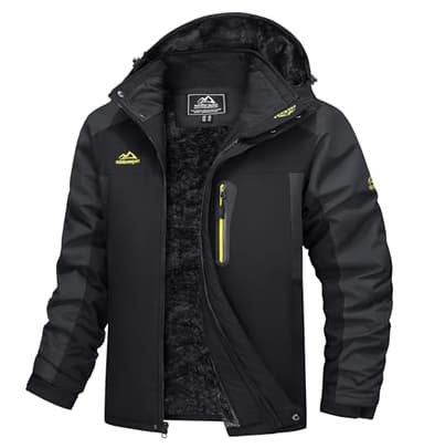 TACVASEN Herren Skijacke Wasserdicht Softshelljacke Winter Outdoorjacke Warme Winterjacke (L, Schwarz-Grau)