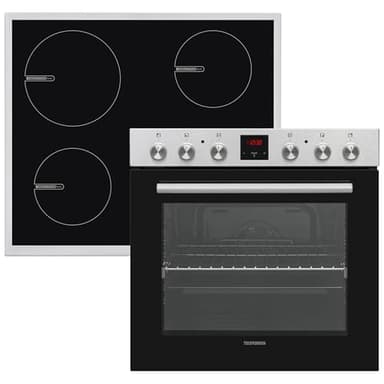 Telefunken Einbauherd-Set | Elektro-Herd-Kochfeld-Kombination | Mit Induktionskochfeld (4 Zonen) | Backofen mit Ober-Unterhitze und Umluft | Teleskopauszug | 78 Liter | 60 cm | Herdset B-HS-75-I-I