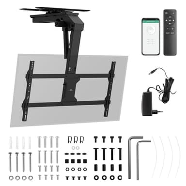 Maclean MC-109 T Elektrische TV-Deckenhalterung | Für 43-86 Zoll Fernseher | VESA Bis 800x400 | Leiser Motor Mit Fernbedienung & Tuya-App | Neigbar & Drehbar | Max. 45kg Traglast | Antikollisionsschut