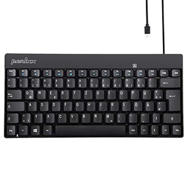 Perixx PERIBOARD-422 Kabelgebundene kompakte Mini Tastatur, USB C Anschluss, ohne Nummernlock, Schwarz, QWERTZ