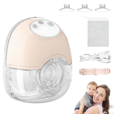 Milchpumpe Elektrisch, Tragbare Milchpumpe Schmerzfreie Freihändig Wiederaufladbar 4 Modi 12 Stufen mit LED-Anzeige Geräuscharm mit 17/19/21mm Flanschen (Rosa)