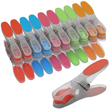 PORTENTUM Wäscheklammern rutschfest mit Silikon, 20 Stück, Mehrfarbig - Weich Hinterlassen Keine Abdrücke, Wetterfest für Außen, Mehrzweck für Empfindliche Wäsche, Größe 8.4 x 4.4 x 1.6 cm