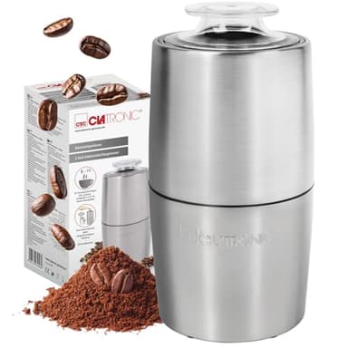 Clatronic® Kaffeemühle elektrisch | für 60g Kaffeebohnen | Mahlgrad variabel | elektrische Kaffeemühle 150W | Edelstahlmesser | Zubehör für Kaffeemaschine Espresso Mokka | Coffee Grinder KSW 3807