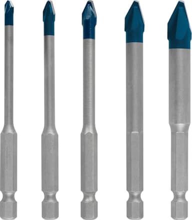 Bosch 5x EXPERT HEX-9 Hard Ceramic Bohrerset (für Harte Fliesen, Weiche Fliesen, Ø 4,0, 5,0, 6,0, 8,0, 10,0 mm, Professional Zubehör Schlagbohrer, Schrauber, Bohrmaschine)