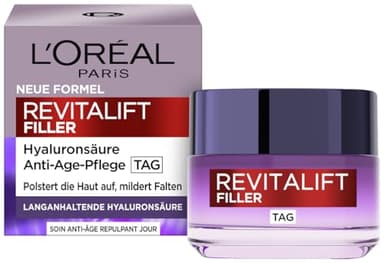 L'Oréal Paris Hyaluron Tagescreme, Anti-Aging Gesichtspflege mit Micro-Filler Hyaluronsäure für Feuchtigkeit und Anti Falten Effekt, Revitalift Filler,1 x 50 ml