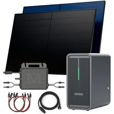 SUNNIVA® 1000W Balkonkraftwerk mit 2,24 kWh Speicher MARSTEK B2500-D, BIFAZIAL FULLBLACK komplett Steckdose, PV Solaranlage Komplettset mit Solarspeicher, 2x 500W N-Type Glas-Glas Bifacial Module