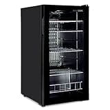 °CUBES Getränkekühlschrank 90L mit Glastür & 4 variablen Ablagen | Kompakter Flaschenkühlschrank, perfekt für zu Hause, Büro, Partys & Gastro | Stilvoller Kühlschrank mit Glastür, schwarz