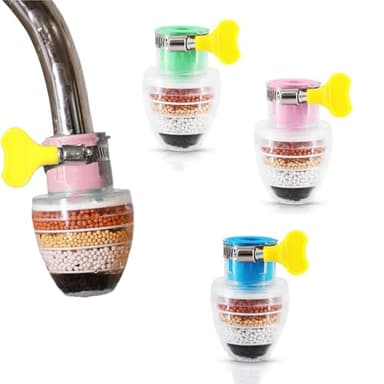 Aktivkohle Wasserfilter Wasserhahn, 3 Stück Hochwertiges Wasserhahn Filter für Trinkwasser, Filter Wasser Aufsatz für Küche Water Kalkfilter Tap (6-Schicht Filtration)