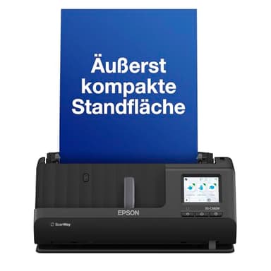 Epson Wi-Fi Scanner ES-C320W, kompakter A4 Business Scanner mit geringem Stromverbrauch, Duplex-Einzugscanner mit vielseitiger Medienverarbeitung, schwarz