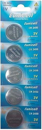 5 x CR2450 3V Lithium Knopfzelle 600 mAh (1 Blistercard a 5 Batterien) EINWEG Markenware Eunicell