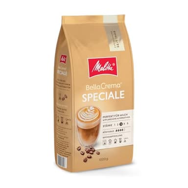 Melitta BellaCrema Speciale Ganze Kaffee-Bohnen 1kg, ungemahlen, Kaffeebohnen für Kaffee-Vollautomat, mittlere Röstung, geröstet in Deutschland, Stärke 3
