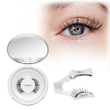 Crislashes Magnetische-Wimpern Set mit Applikator, Kein Kleber erforderlich Magnetische Wimpern Einfach anzubringen und zu entfernen, Magnet-Wimpern Wiederverwendbar und natürlicher Look (Set D)