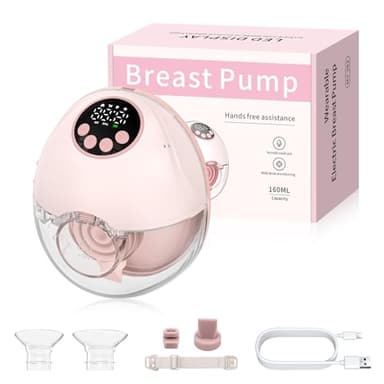 HOMGEN Milchpumpe Elektrische Brustpumpe Tragbare Milchpumpe mit 4 Modi, 12 Stufen,Hands-Free LED-Anzeige, Ultra-Leise, Tragbare Drahtlose Brustpumpe mit 24/21/19mm Flanschen für Mütter