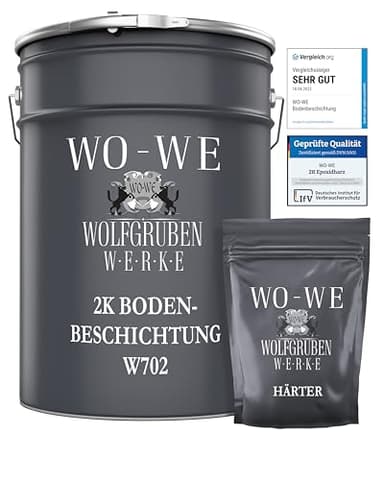 WO-WE 2K Epoxidharz Garagenfarbe Bodenbeschichtung W702 Anthrazit-Grau RAL 7016-2,5Kg
