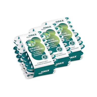 HAKA Wäscheklammern, 48 Stück, stabil und langlebig, starker Halt hinterlassen keinen Abdruck, robuste, Bunte Klammern für Innen & Außen