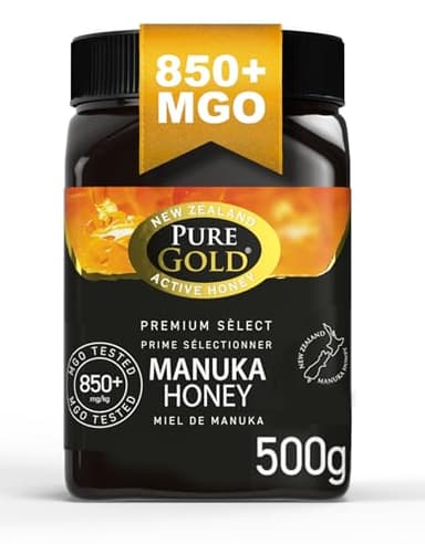 Pure Gold Manuka Honig 850+ MGO zertifiziert, Premium Neuseeland Manuka Honey 500g