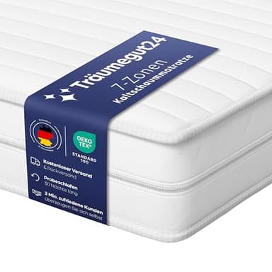 Träumegut24 AquaFlex 7-Zonen Matratze 90x200 cm | H2&H3 | Ergonomische Kaltschaummatratze | Hypoallergen & Antibakteriell | Bezug abnehmbar & waschbar | Oeko-TEX® | (19cm, 90 x 200 cm)