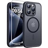 TOCOL 3 in 1 für iPhone 15 Pro Hülle für Magsafe, Vollständiger Kameraschutz Stoßfest Kratzfest Magnetisch Handyhülle für iPhone 15 Pro Case, Schwarz