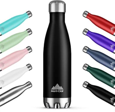 Mont-Clair H2O Trinkflasche Edelstahl - Thermosflasche - BPA-freie - Water Bottle, Edelstahl trinkflasche 500ML - 24h Kalt & 12h Warm - Trinkflasche Auslaufsicher - Schwarz