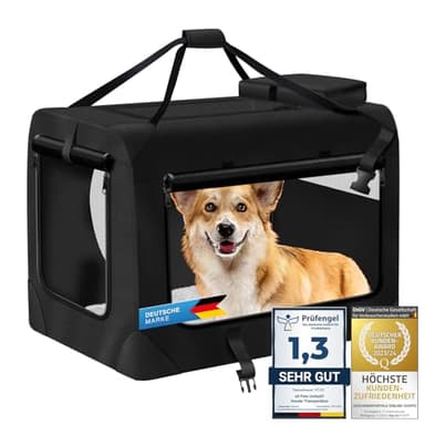 Hunde-Transportbox Tier Hundebox Transporttasche faltbar Hundetasche Haustier-Transport Atmungsaktiv & Wasserabweisend für Hunde & Katzen (M - 62x42x42 cm)