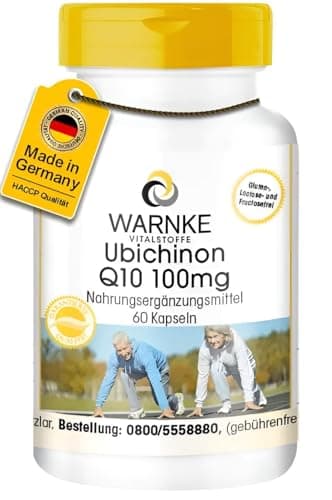Coenzym Q10 100mg - 60 Kapseln - CoQ10 Kapseln - hochdosiert - Ubichinon - vegan | Warnke Vitalstoffe - Deutsche Apothekenqualität
