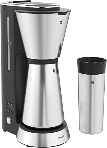 WMF Küchenminis Aroma Filterkaffeemaschine klein mit Thermoskanne, 870 Watt, Thermobecher to go, kleine single Kaffeemaschine mit Timer, cromargan matt