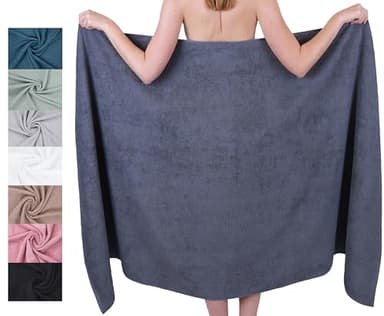 Betz Badetuch XXL 100x200 cm – 1 Stück – Saunatuch & Strandtuch aus 100% Baumwolle, 360 g/m² – saugstark & weich – großes Handtuch mit Aufhänger – Serie Berlin – Farbe Dunkelgrau