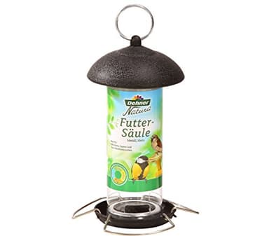 Dehner Natura Premium Wildvogel Futtersäule klein, Futterstation für Wildvögel, Futterstelle wetterfest / hängend, ca. 21 x 10.5 x 10.5 cm, Metall, schwarz