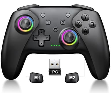 CoguyTech PC Controller Kompatibel mit PC/Android/IOS, Wireless Controller PC mit Hall Joystick Trigger, Kein Drift und Dead Zones, Gaming Bluetooth Gamepad 6 RGB Licht Turbo 10 Stunden Spielzeit