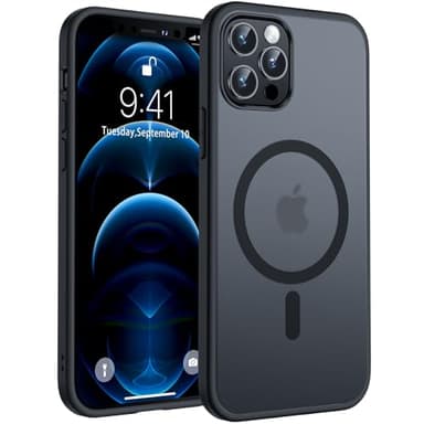 TOCOL für iPhone 12 Pro Hülle für Magsafe, Stoßfest Anti-Fingerabdruck Kratzfest Transluzente Rückseite rutschfest Matt Magnetisch Handyhülle für iPhone 12 Pro Case, Schwarz