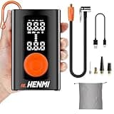 HENMI Elektrische Luftpumpe 7500mAh, Tragbare Mini Kompressor mit alle ventile 10,3 Bar, Fahrradpumpe Elektrisch mit Digitalanzeige Manometer für Fahrrad, E-Bike, Auto, Motorrad, Bälle