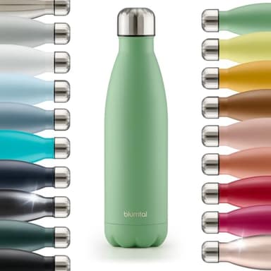 Blumtal Trinkflasche 500 ml Edelstahl - auslaufsichere Isolierflasche - BPA-freie Trinkflasche kalt & warm - doppelwandige Insulated Bottle - rostbeständige Isolierflasche Summer Green - Grün