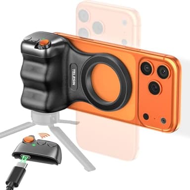Jeebel Smartphone Handle Grip, Magnetische Handgriff mit Abnehmbarer Bluetooth-Fernbedienung & 1/4"-Gewinde für Selfies VLOG Videoaufnahme, Universelle iPhone Android Telefone Handhalterung