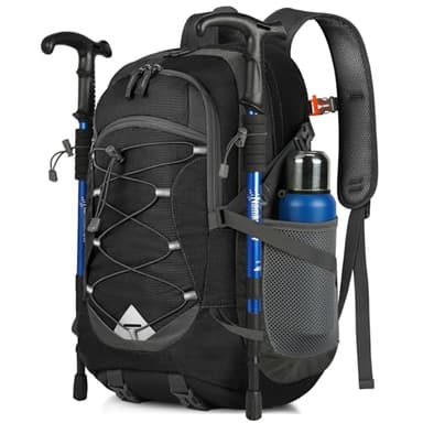 IGOLUMON Wanderrucksack Herren Damen 40L Wasserdichter Rucksack Leicht Faltbarer Reiserucksack Trekkingrucksack mit Reflexstreifen Für Radfahren, Klettern, Bergsteigen und Reisen Sport,Schwarz