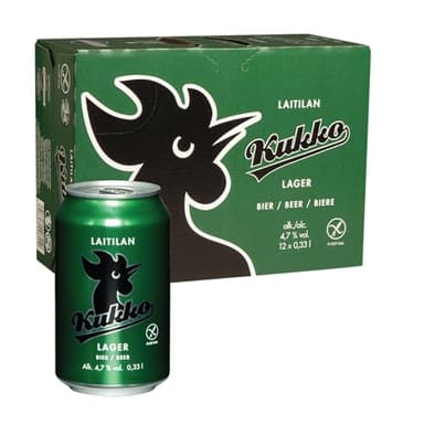 Kukko Glutenfreies Lager Bier – Premium finnisches Craft-Bier mit sanftem und erfrischendem Geschmack für anspruchsvolle Genießer – 24 x 0,33 L Dosen – 6 € Dosenpfand